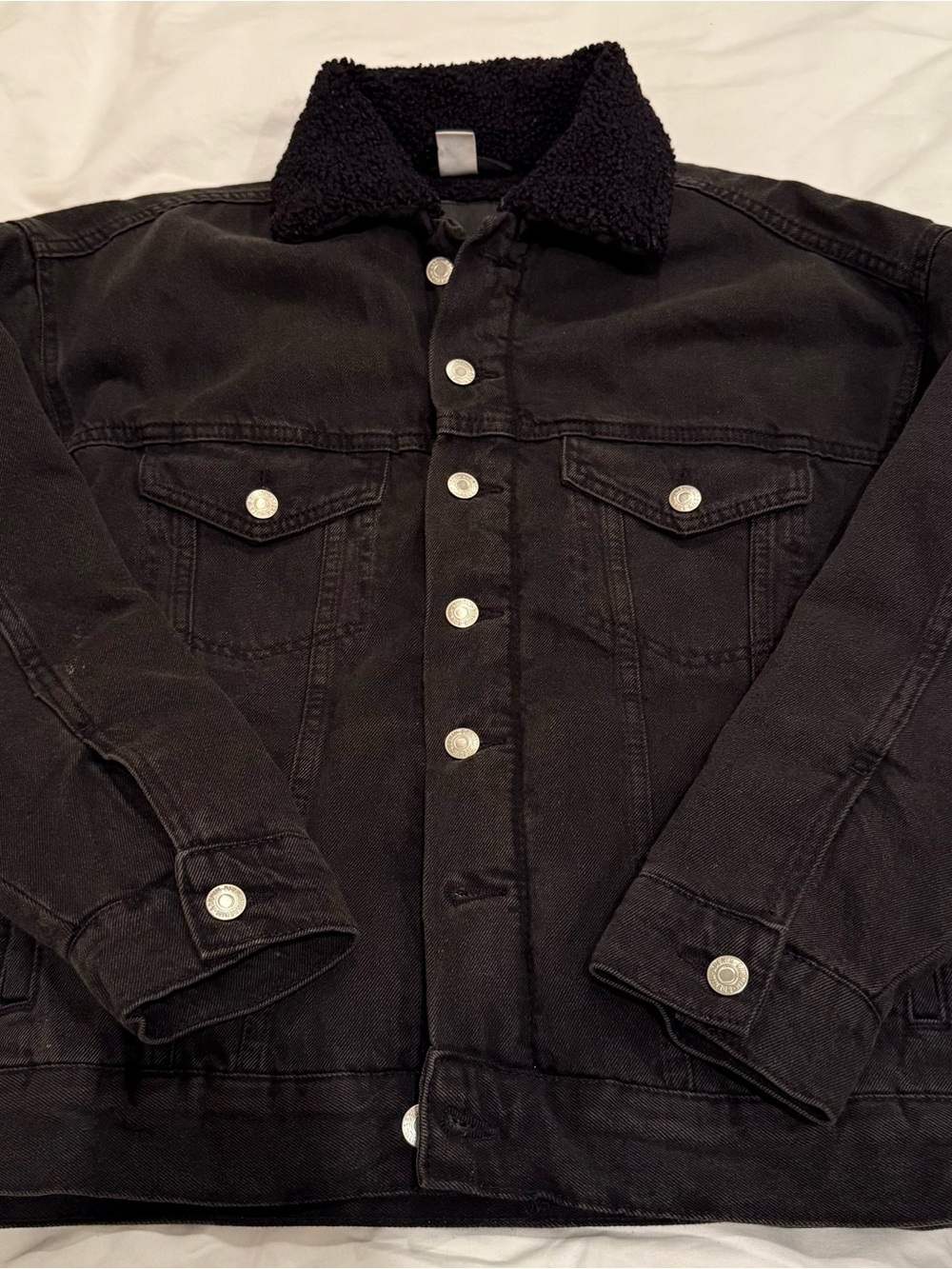 H&M &Denim Black Sherpa Fleece Lined Jean Jacket XS